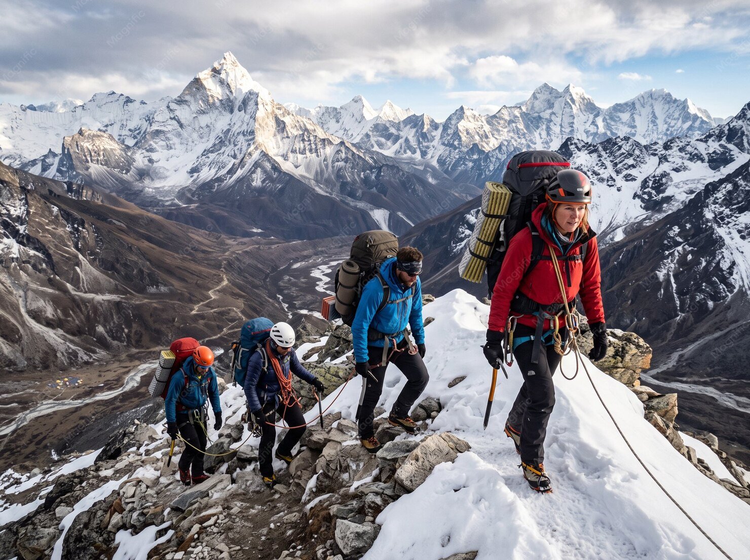 Majestic Himalayan snow peaks and trekking trails